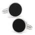 Round Silver Cufflink with Onyx Inlay by Cufflinks.com