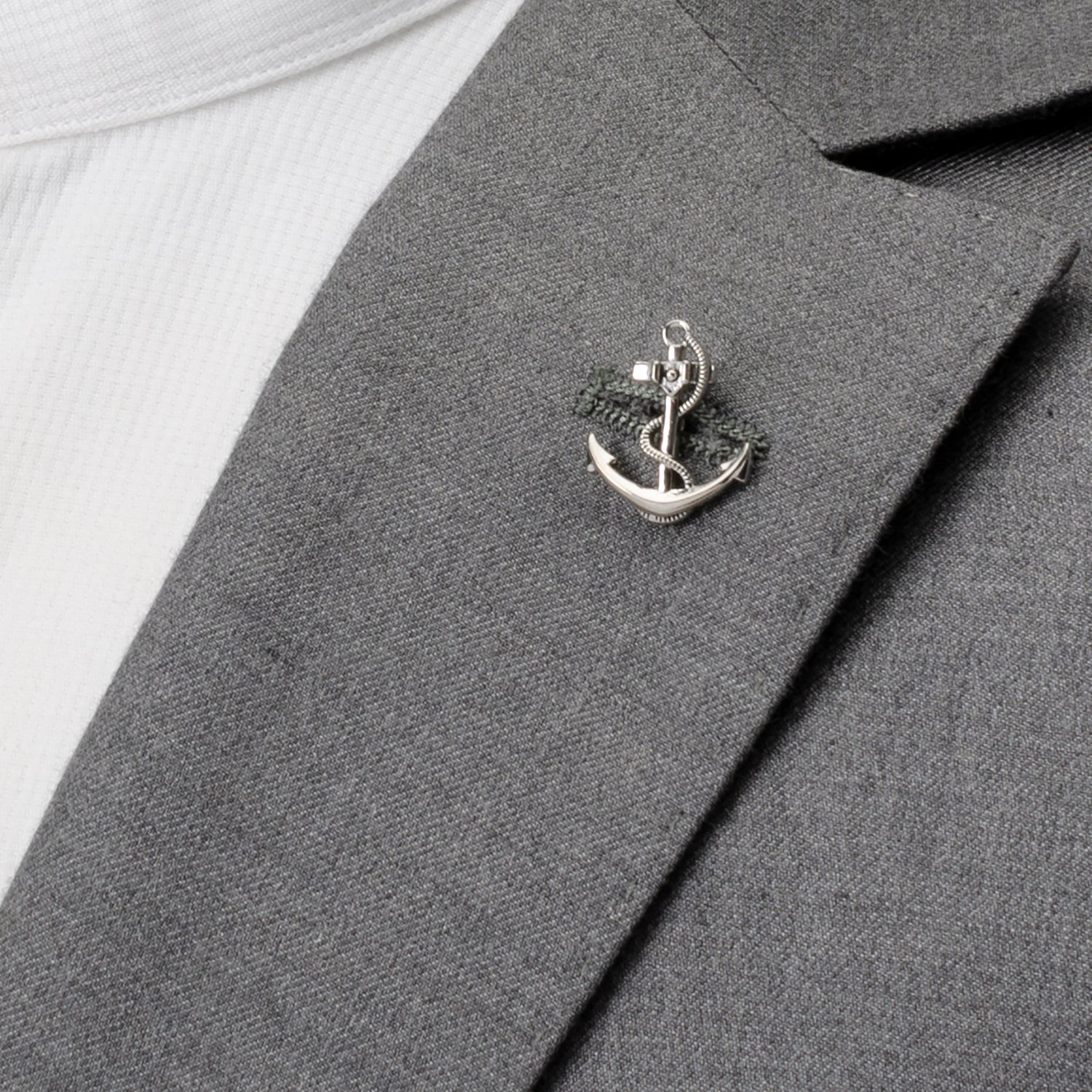 Anchor Sterling Silver 3D Lapel Pin by Cufflinks.com