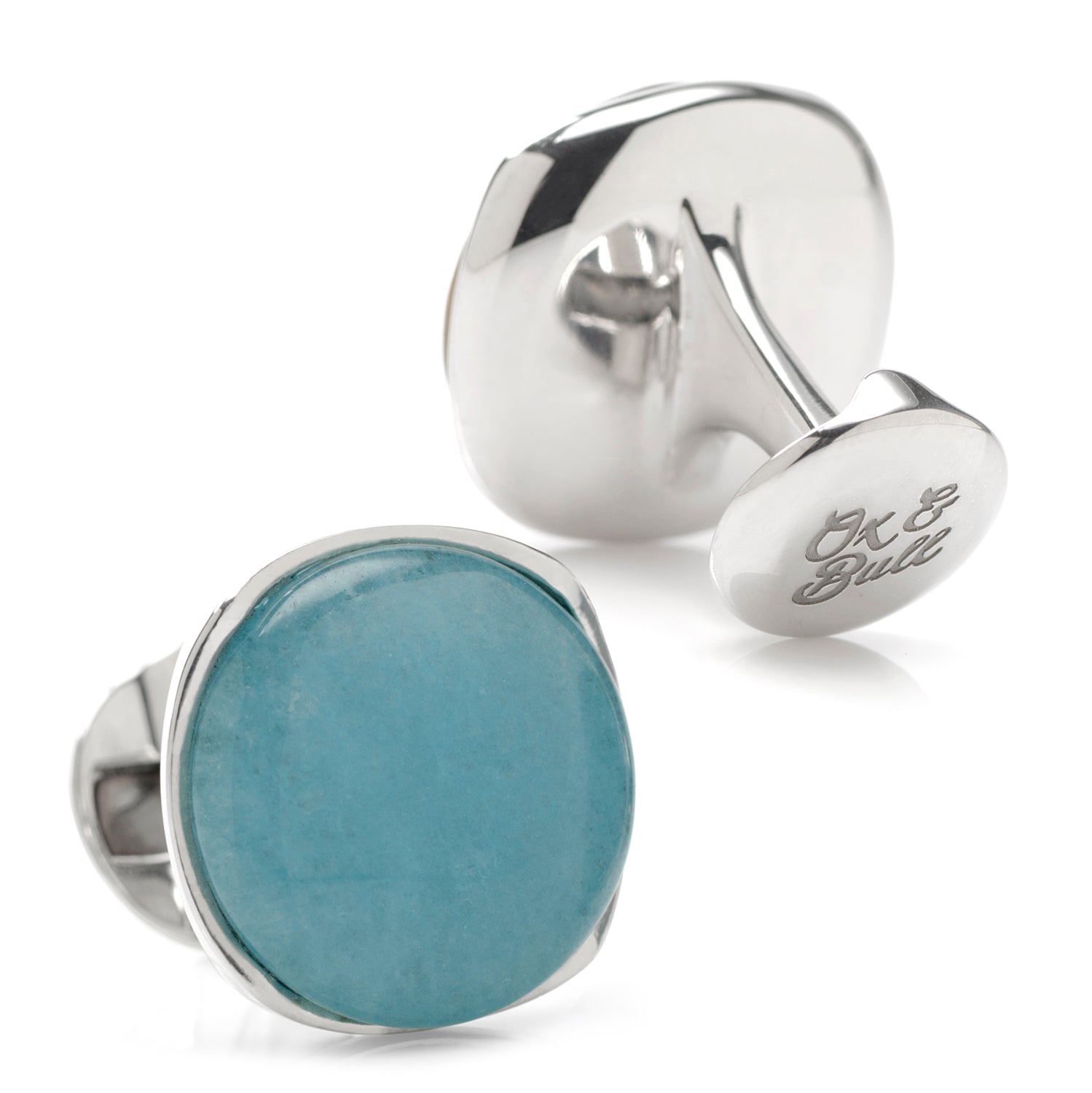 Sterling Silver Classic Formal Aquamarine Jade Cufflinks by Cufflinks.com