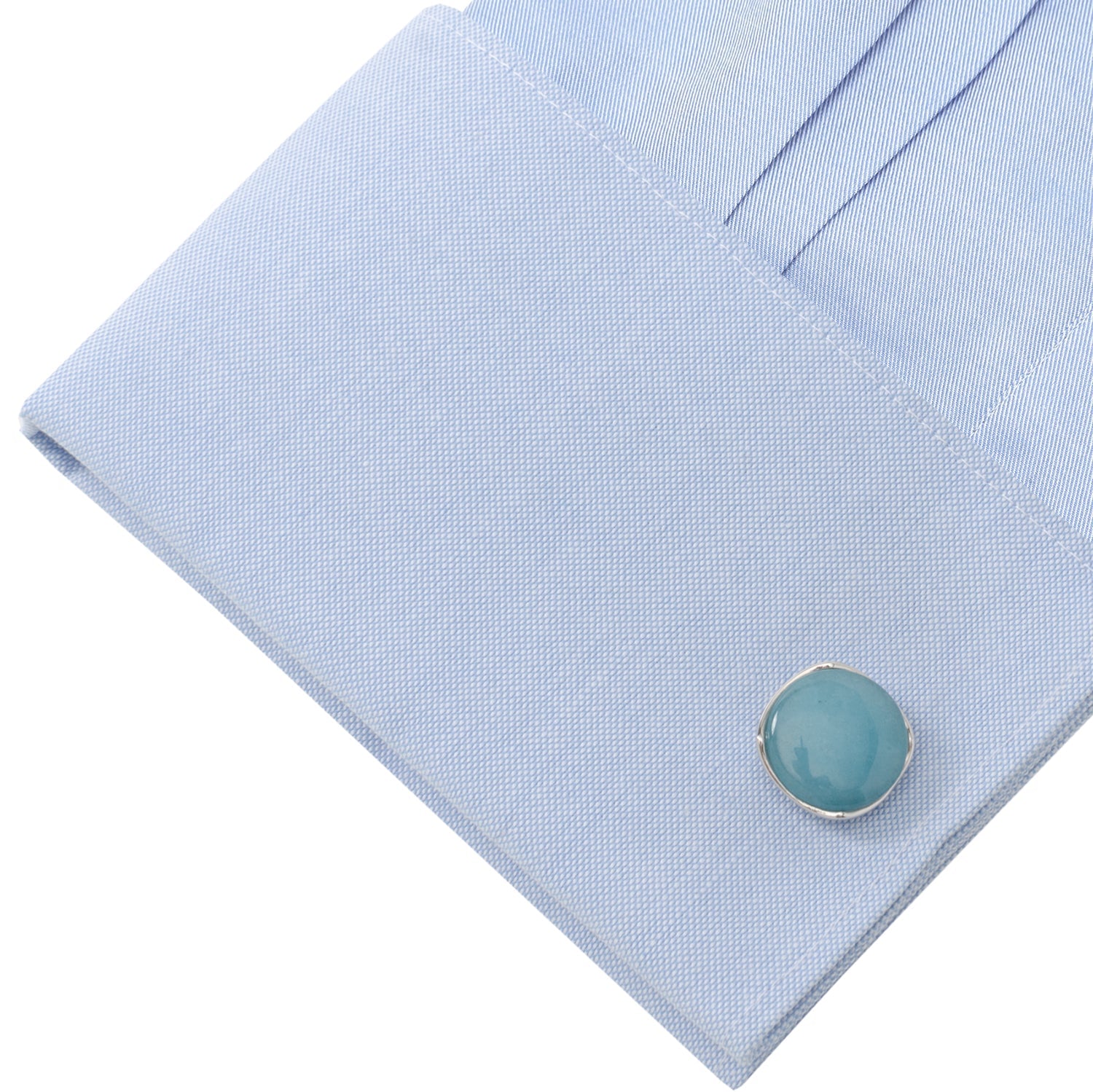 Sterling Silver Classic Formal Aquamarine Jade Cufflinks by Cufflinks.com