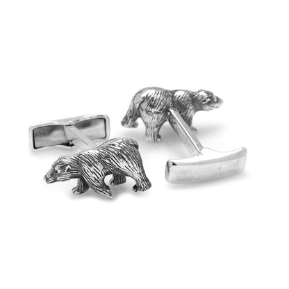 Sterling Silver Bear Cufflinks by Cufflinks.com