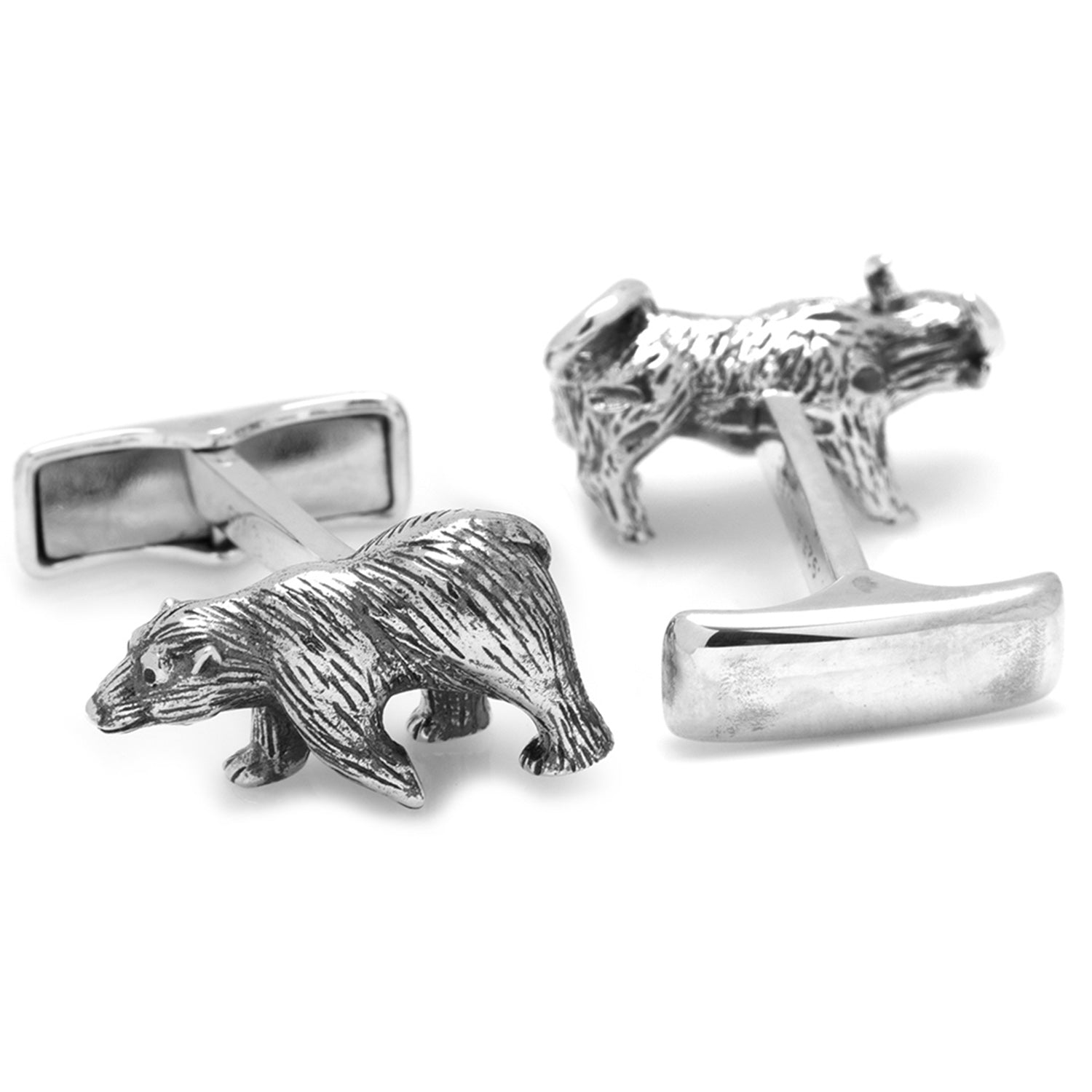 Sterling Silver Bull and Bear Cufflinks by Cufflinks.com