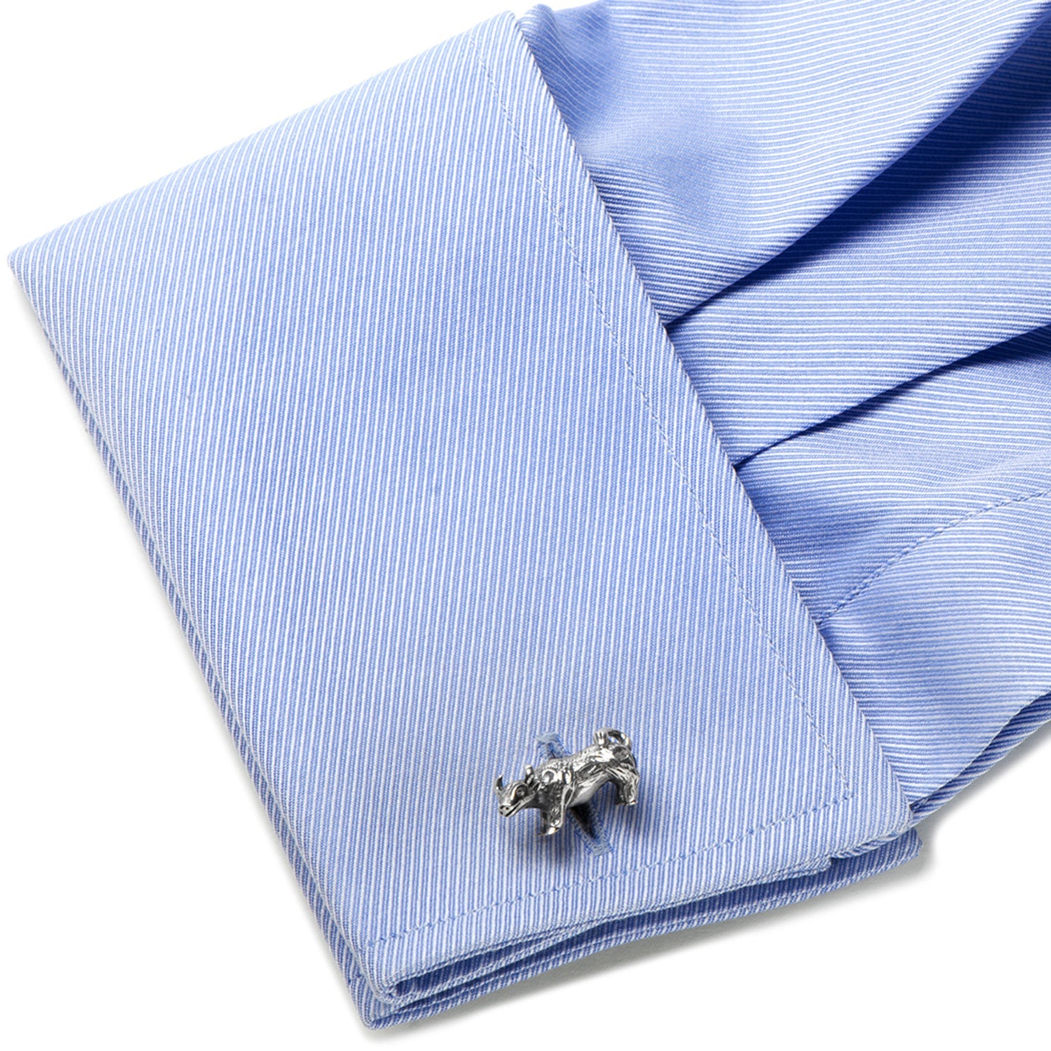 Sterling Silver Bull and Bear Cufflinks by Cufflinks.com