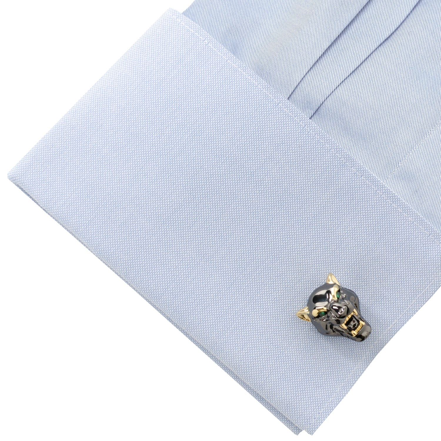 Sterling Silver Black and 14K Gold Vermeil Panther Cufflinks by Cufflinks.com