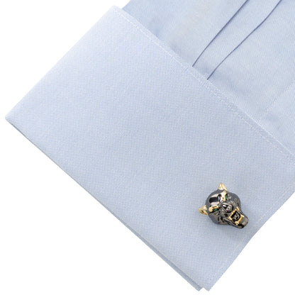 Sterling Silver Black and 14K Gold Vermeil Panther Cufflinks by Cufflinks.com