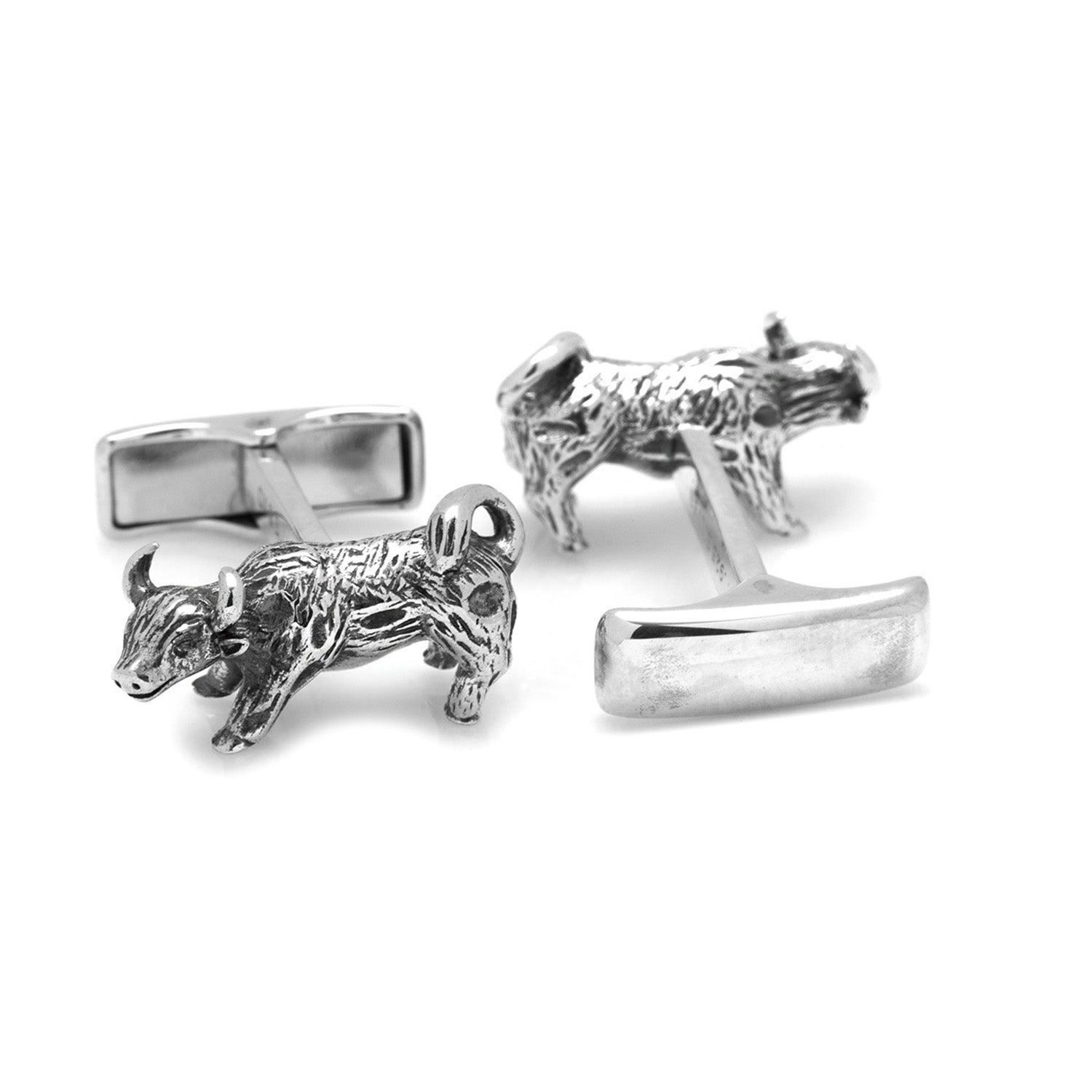 Sterling Silver Bull Cufflinks by Cufflinks.com