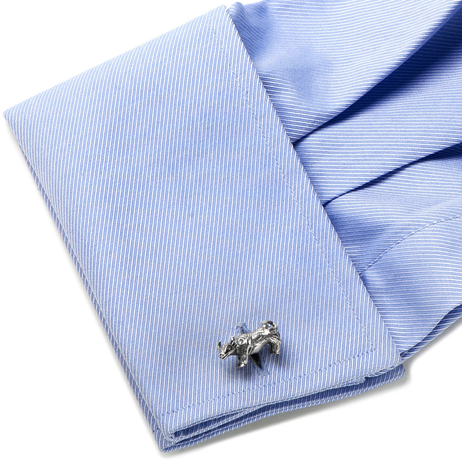 Sterling Silver Bull Cufflinks by Cufflinks.com
