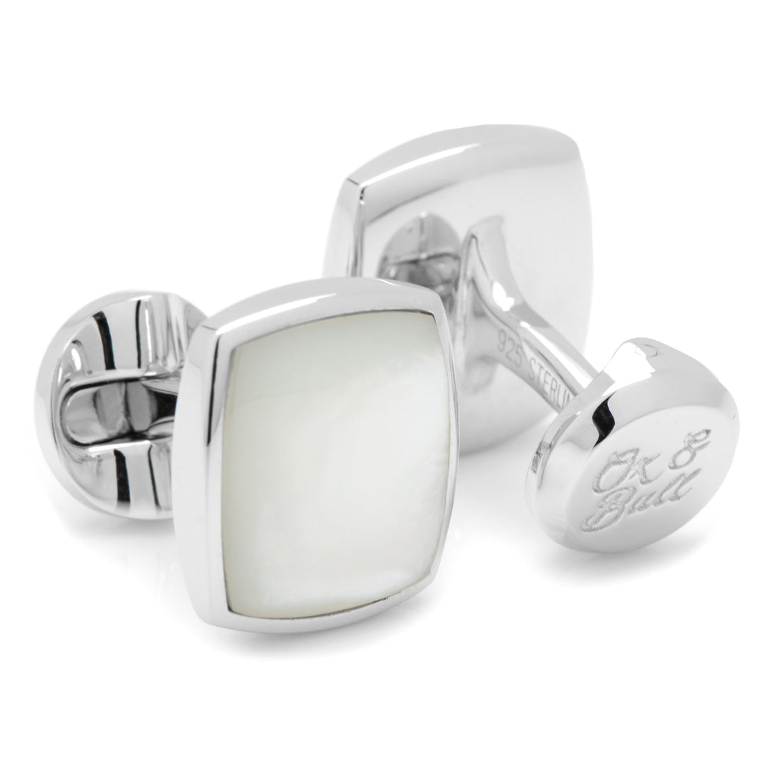 Sterling Silver Classic Cushion Mother of Pearl Cufflinks by Cufflinks.com