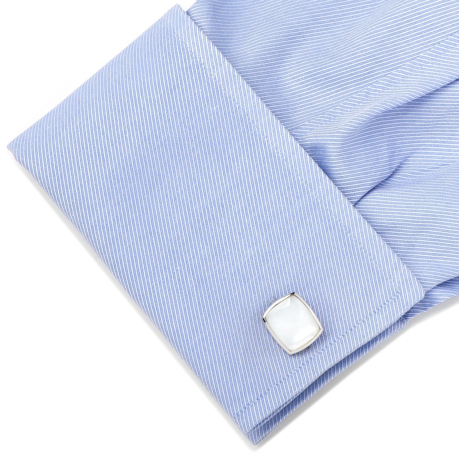 Sterling Silver Classic Cushion Mother of Pearl Cufflinks by Cufflinks.com