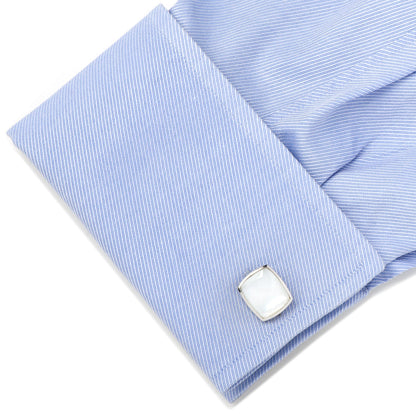 Sterling Silver Classic Cushion Mother of Pearl Cufflinks by Cufflinks.com