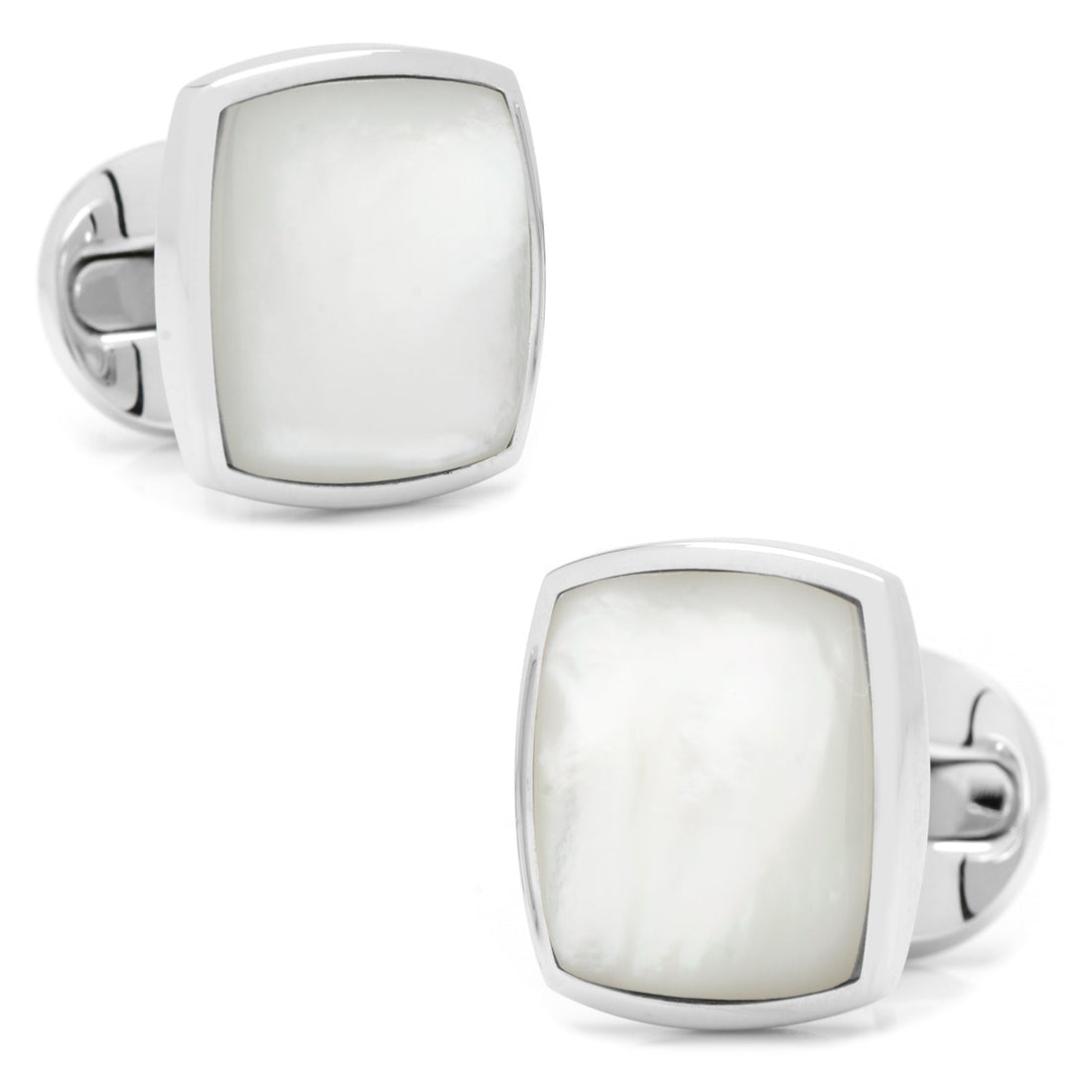 Sterling Silver Classic Cushion Mother of Pearl Cufflinks by Cufflinks.com