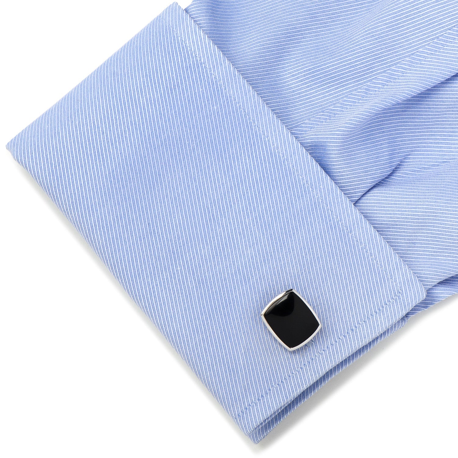 Sterling Silver Classic Cushion Onyx Cufflinks 