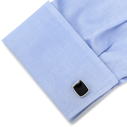 Sterling Silver Classic Cushion Onyx Cufflinks by Cufflinks.com