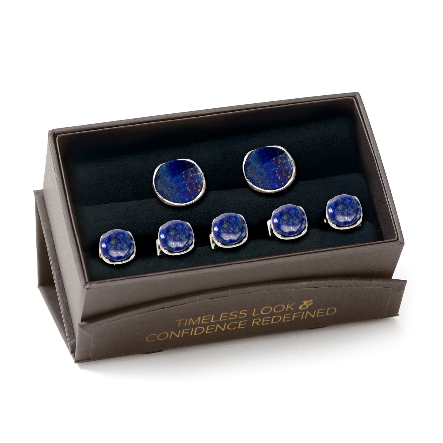 Sterling Silver Classic Formal Lapis 5-Stud Set by Cufflinks.com