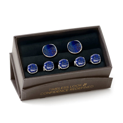 Sterling Silver Classic Formal Lapis 5-Stud Set by Cufflinks.com