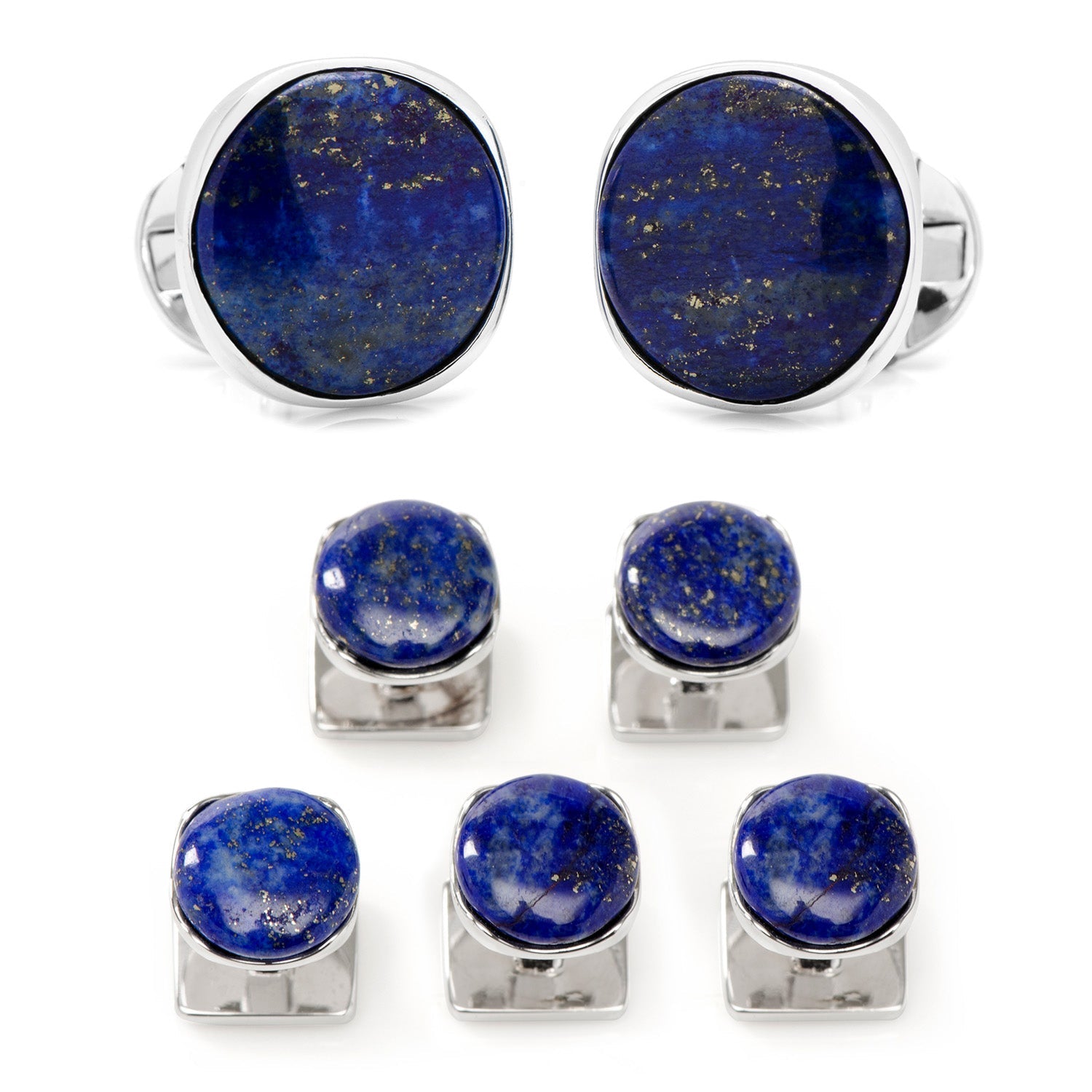 Sterling Silver Classic Formal Lapis 5-Stud Set by Cufflinks.com