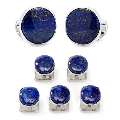 Sterling Silver Classic Formal Lapis 5-Stud Set by Cufflinks.com