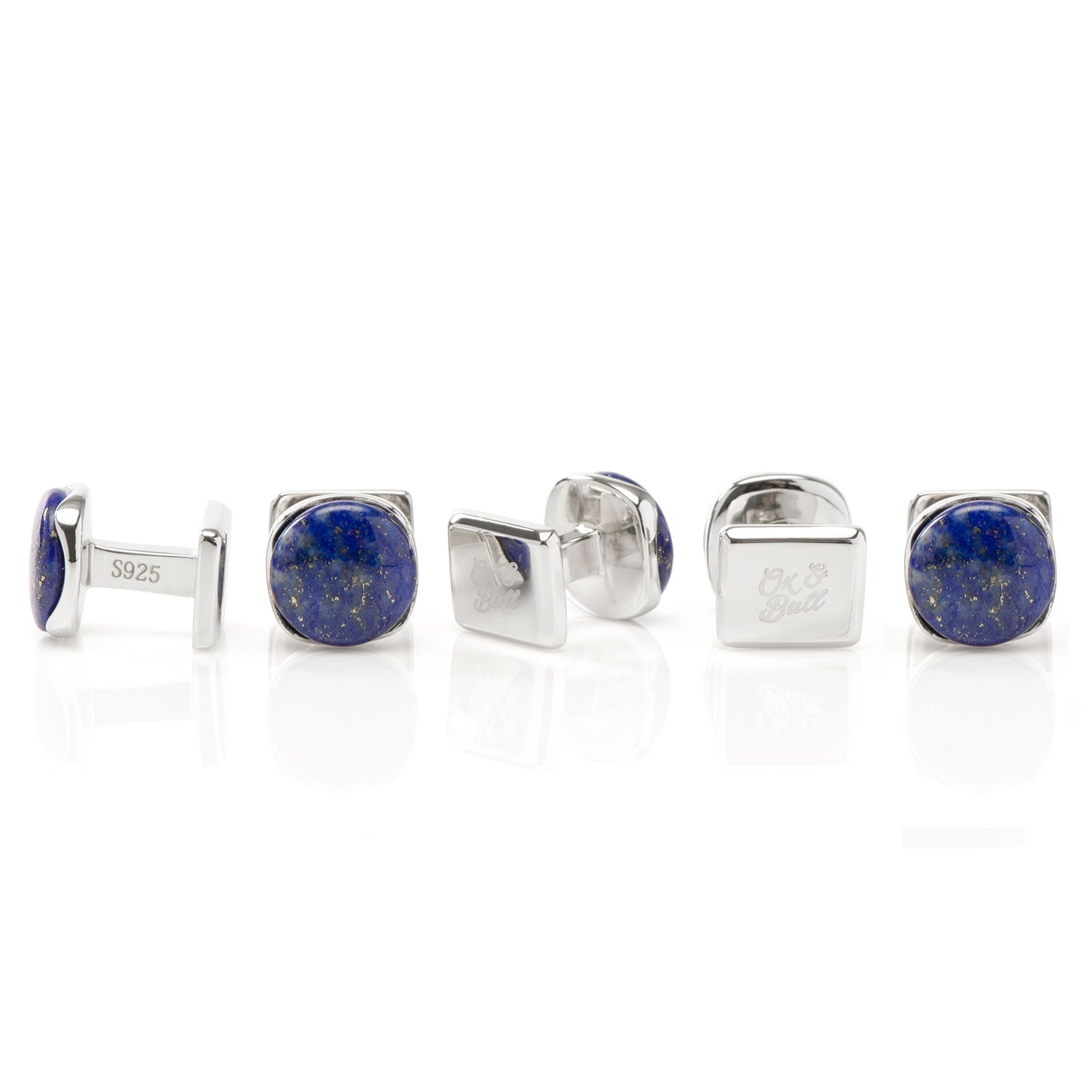 Sterling Silver Classic Formal Lapis 5-Studs by Cufflinks.com