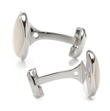 Sterling Silver Classic Formal Mother of Pearl Cufflinks by Cufflinks.com