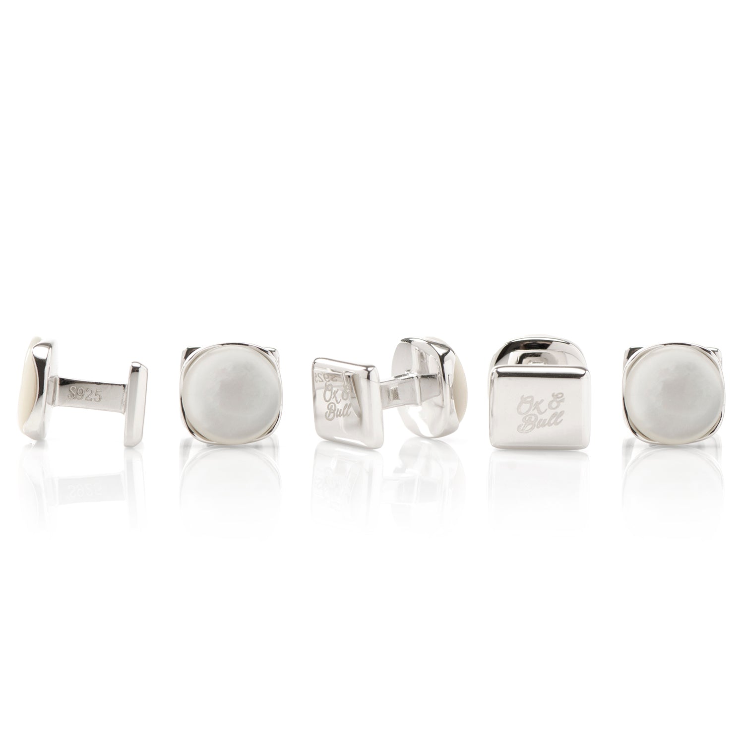 Sterling Silver Classic Formal Mother of Pearl 5-Stud Set by Cufflinks.com