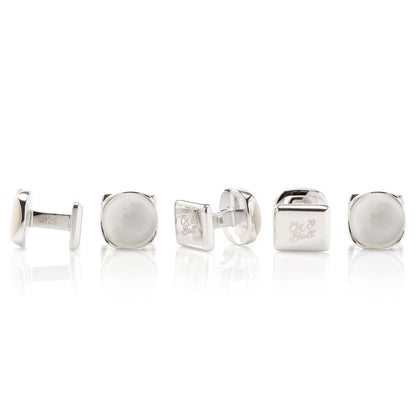 Sterling Silver Classic Formal Mother of Pearl 5-Stud Set by Cufflinks.com