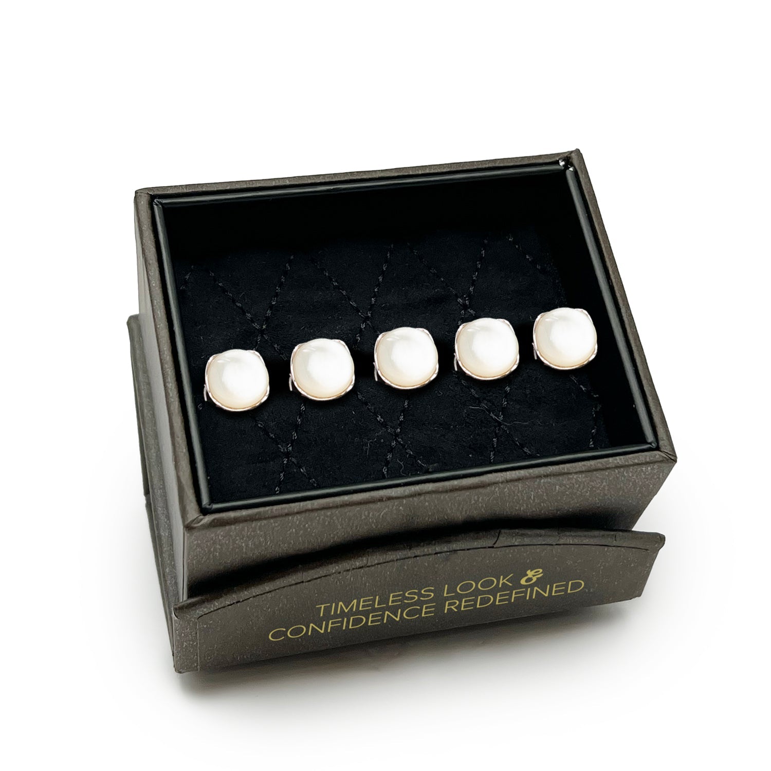 Sterling Silver Classic Formal Mother of Pearl 5-Studs by Cufflinks.com