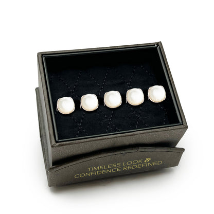 Sterling Silver Classic Formal Mother of Pearl 5-Studs by Cufflinks.com