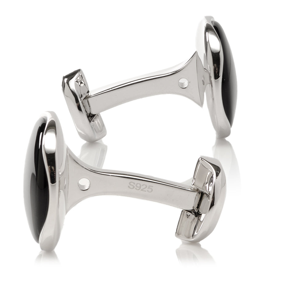 Sterling Silver Classic Formal Onyx Cufflinks by Cufflinks.com