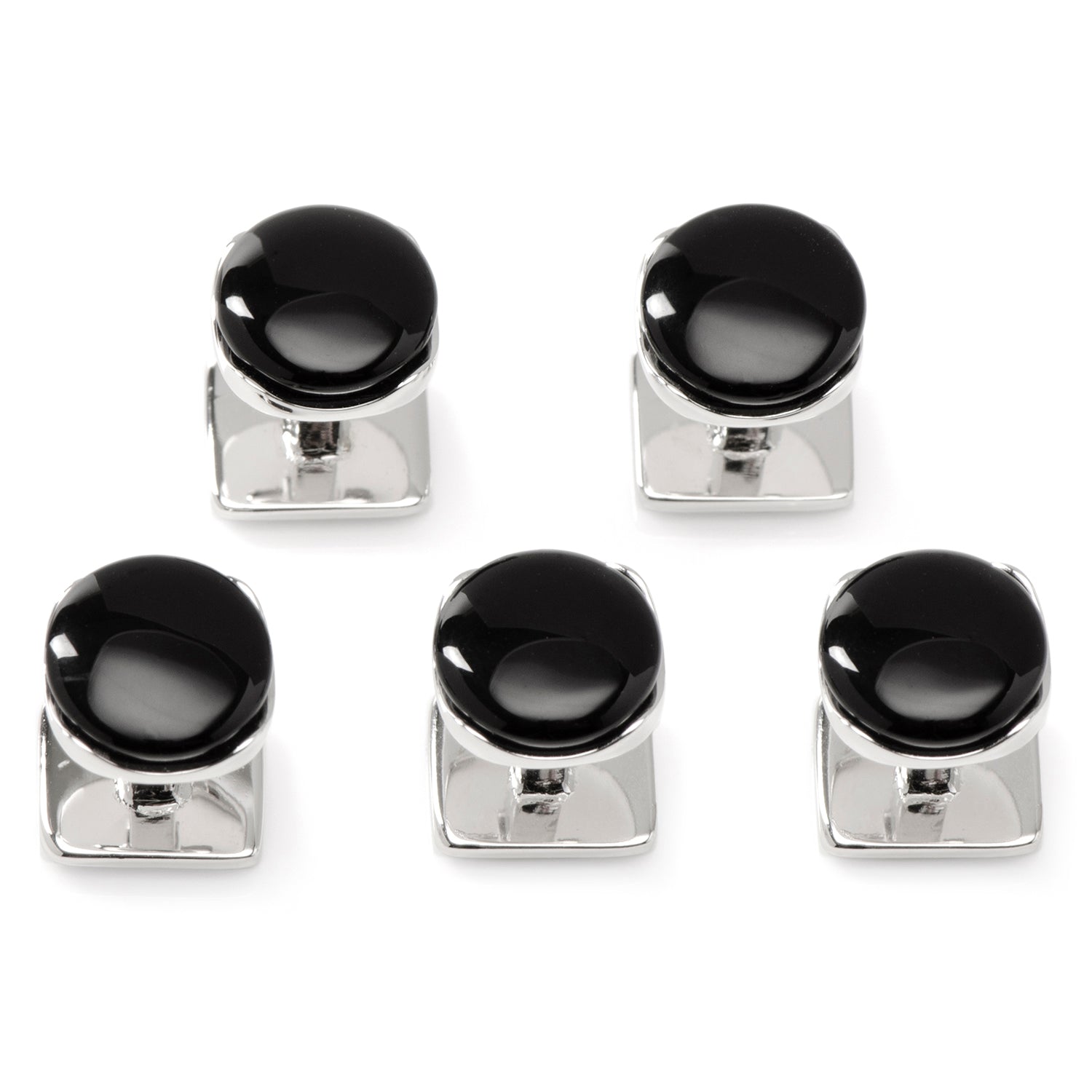 Sterling Silver Classic Formal Onyx 5-Stud Set by Cufflinks.com