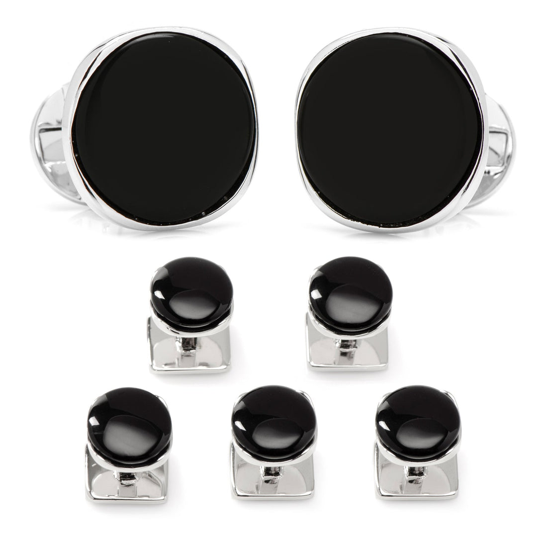 Sterling Silver Classic Formal Onyx 5-Stud Set by Cufflinks.com