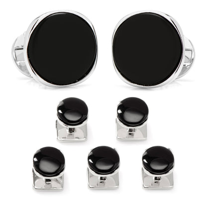 Sterling Silver Classic Formal Onyx 5-Stud Set by Cufflinks.com