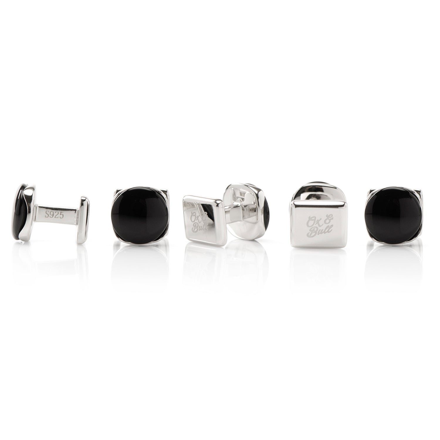 Sterling Silver Classic Formal Black Onyx 5-Studs by Cufflinks.com