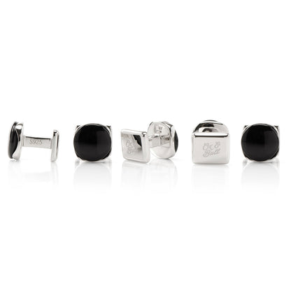 Sterling Silver Classic Formal Black Onyx 5-Studs by Cufflinks.com