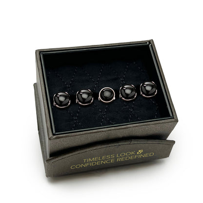 Sterling Silver Classic Formal Black Onyx 5-Studs by Cufflinks.com