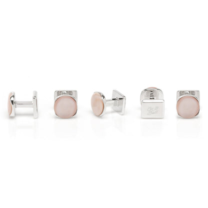 Sterling Silver Classic Formal Pink Mother of Pearl 5-Stud Set by Cufflinks.com