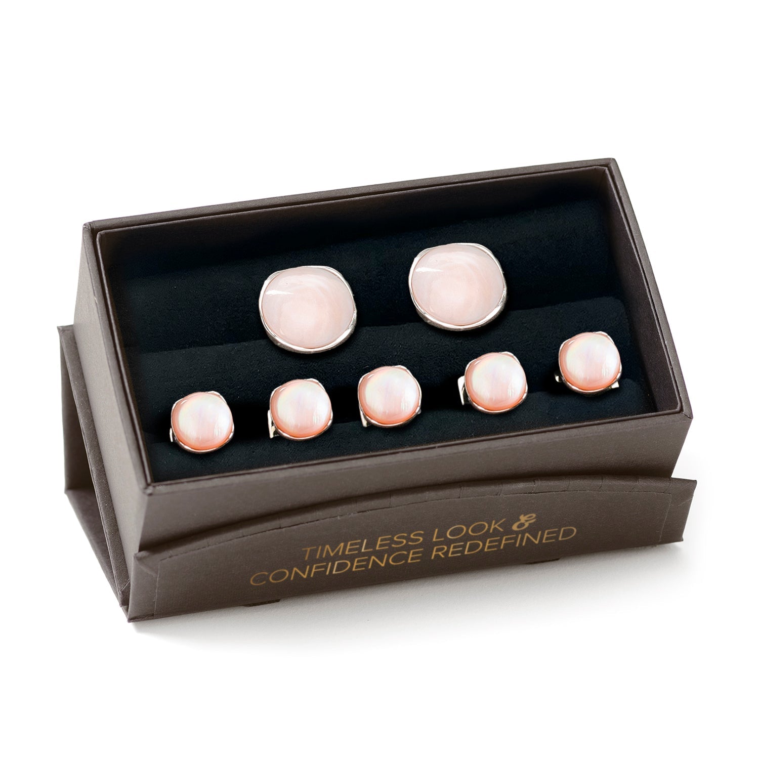 Sterling Silver Classic Formal Pink Mother of Pearl 5-Stud Set by Cufflinks.com