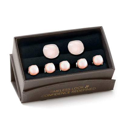 Sterling Silver Classic Formal Pink Mother of Pearl 5-Stud Set by Cufflinks.com