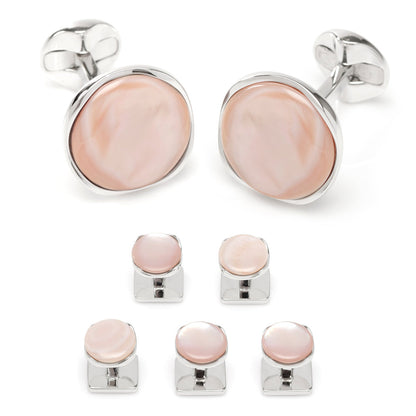 Sterling Silver Classic Formal Pink Mother of Pearl 5-Stud Set by Cufflinks.com