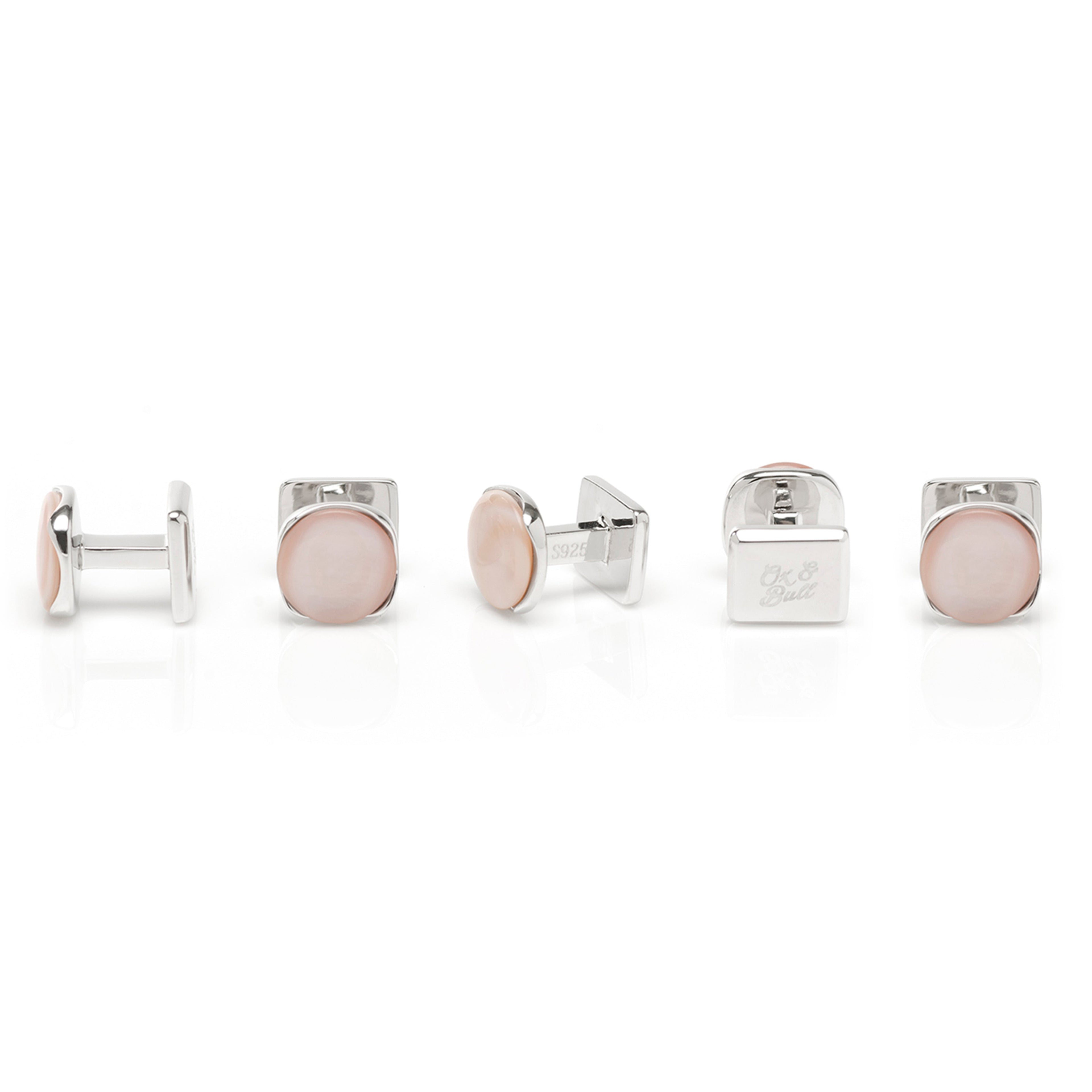 Sterling Silver Classic Formal Pink Mother of Pearl 5-Studs by Cufflinks.com