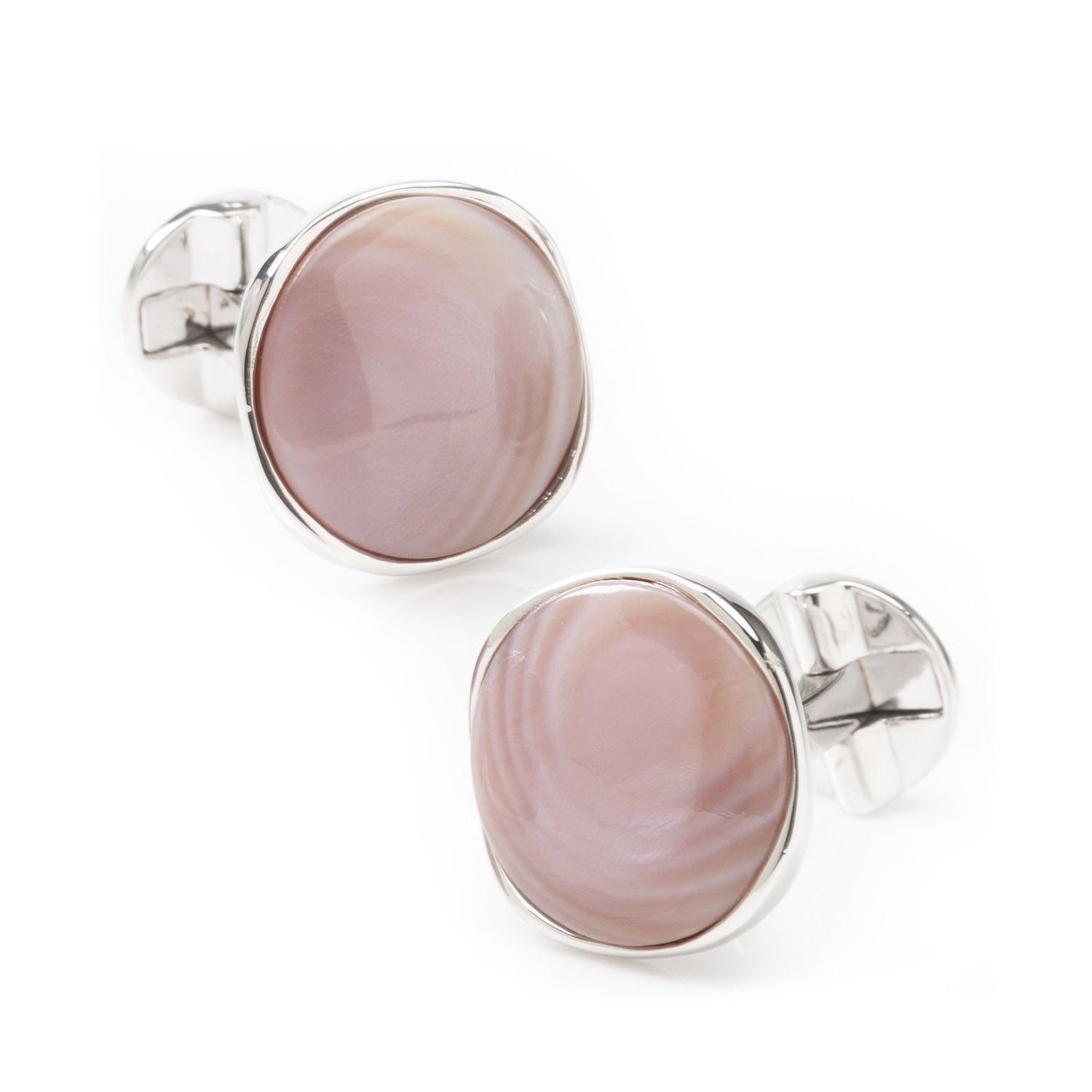 Sterling Silver Classic Formal Pink Mother of Pearl Cufflink by Cufflinks.com