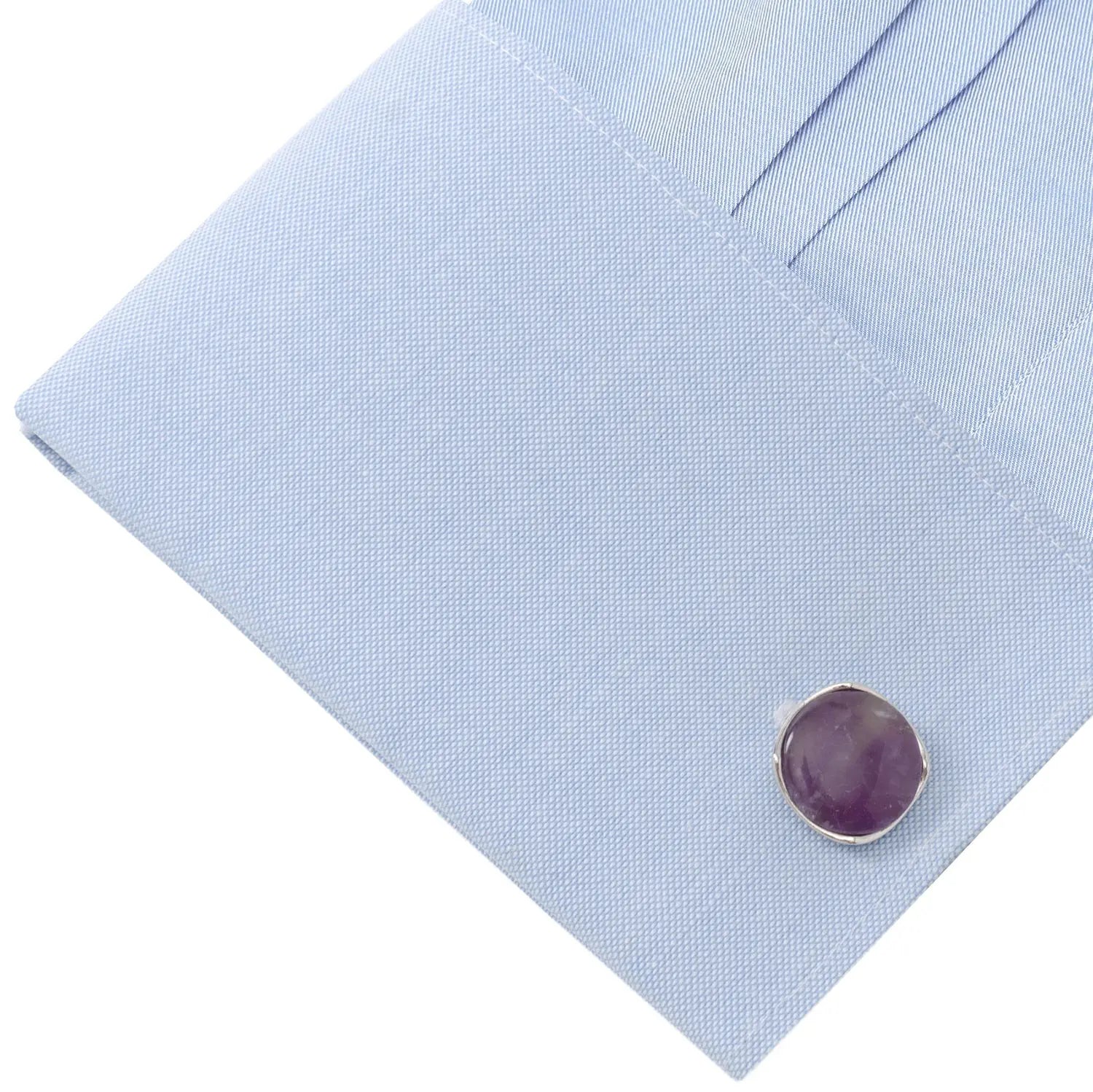 Sterling Silver Classic Formal Amethyst Cufflinks 