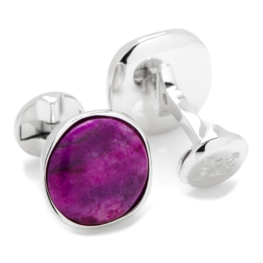 Sterling Silver Classic Round Sugilite Nebula Cufflinks by Cufflinks.com