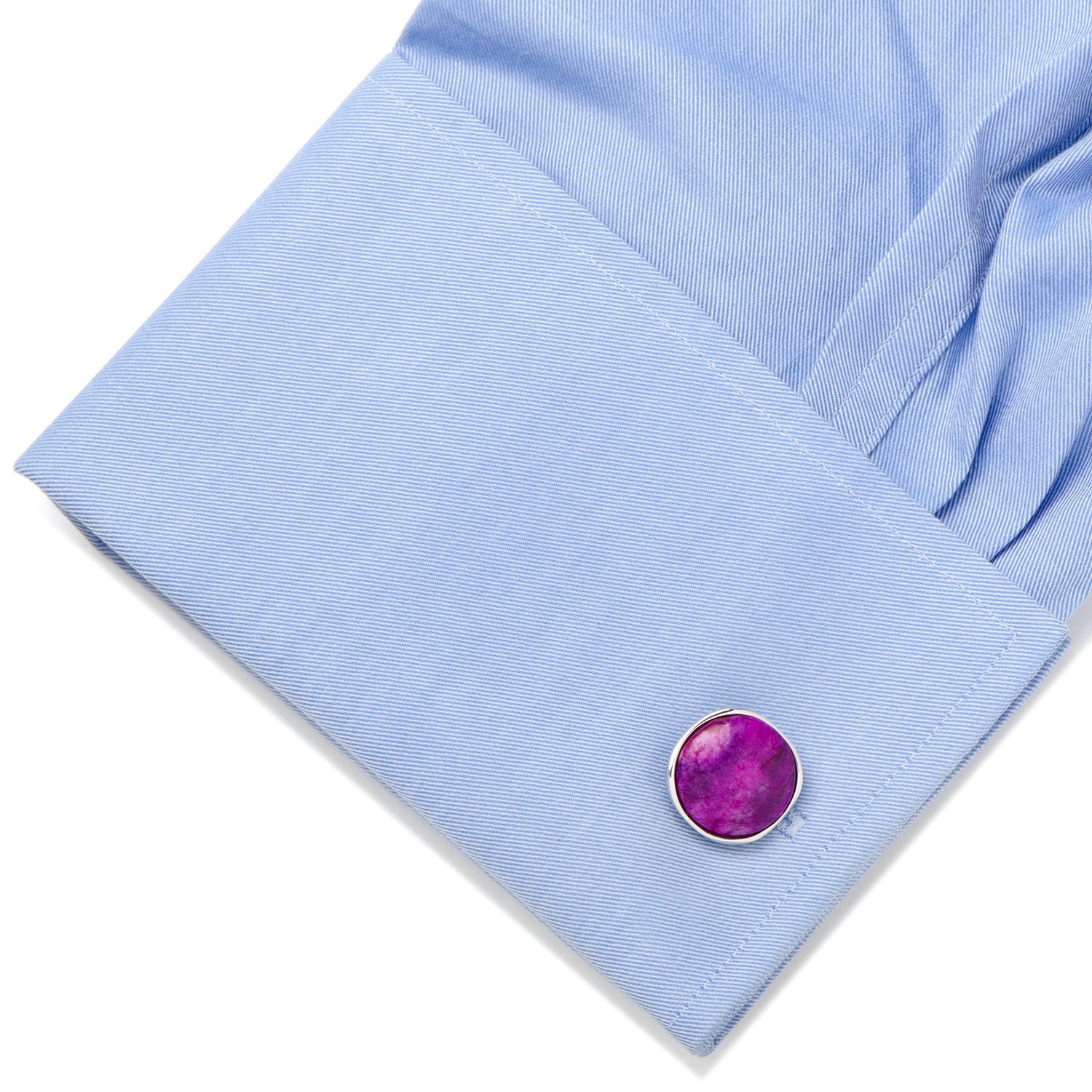 Sterling Silver Classic Round Sugilite Nebula Cufflinks by Cufflinks.com