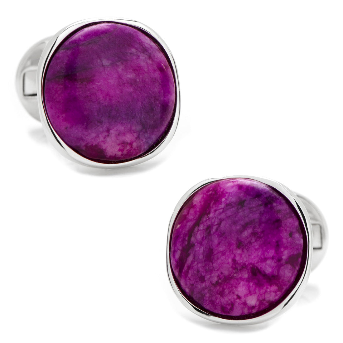 Sterling Silver Classic Round Sugilite Nebula Cufflinks by Cufflinks.com