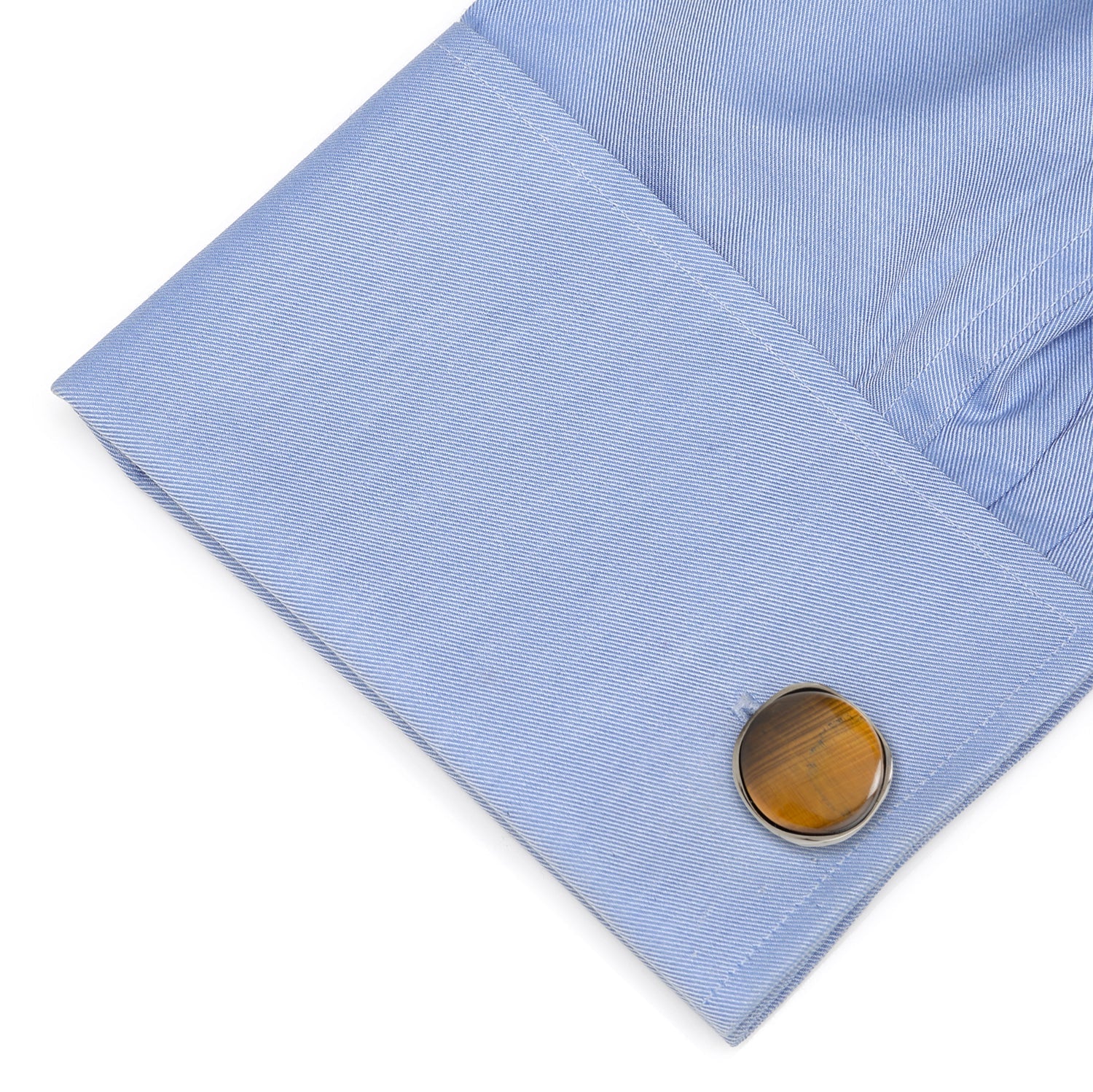 Sterling Silver Formal Tigers Eye Gunmetal Cufflinks by Cufflinks.com