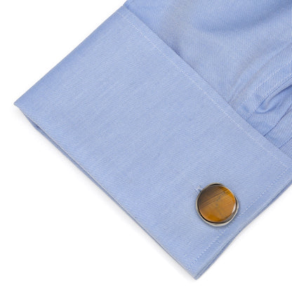 Sterling Silver Formal Tigers Eye Gunmetal Cufflinks by Cufflinks.com