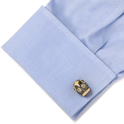 Sterling Silver Black and 18K Gold Vermeil Day of the Dead Skull Cufflinks by Cufflinks.com