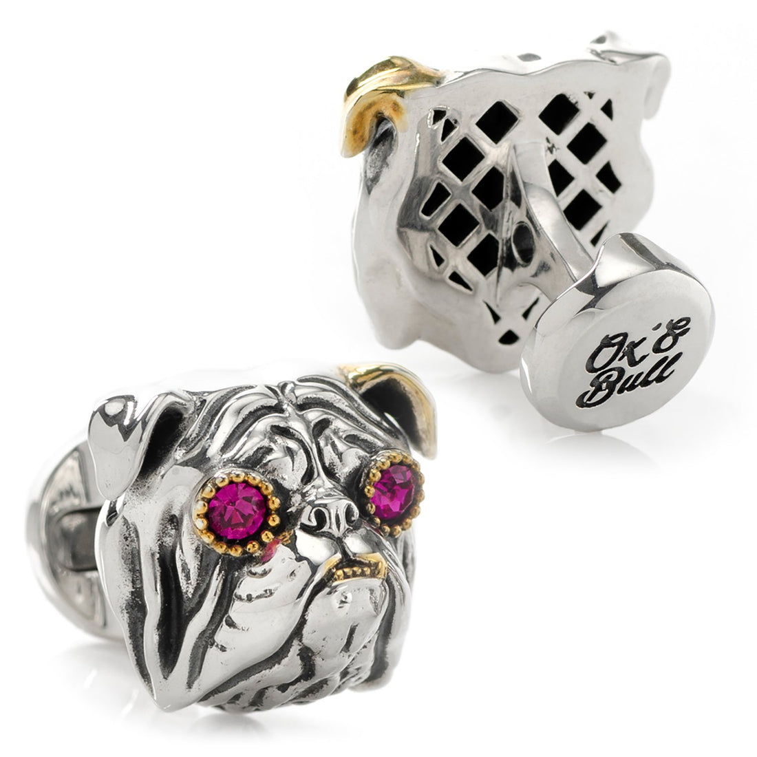 Sterling Silver with 14k Gold Vermeil Accent English Bulldog Cufflinks by Cufflinks.com