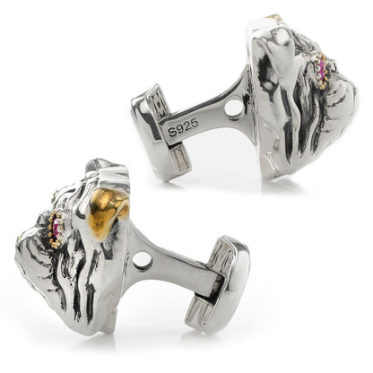 Sterling Silver with 14k Gold Vermeil Accent English Bulldog Cufflinks by Cufflinks.com