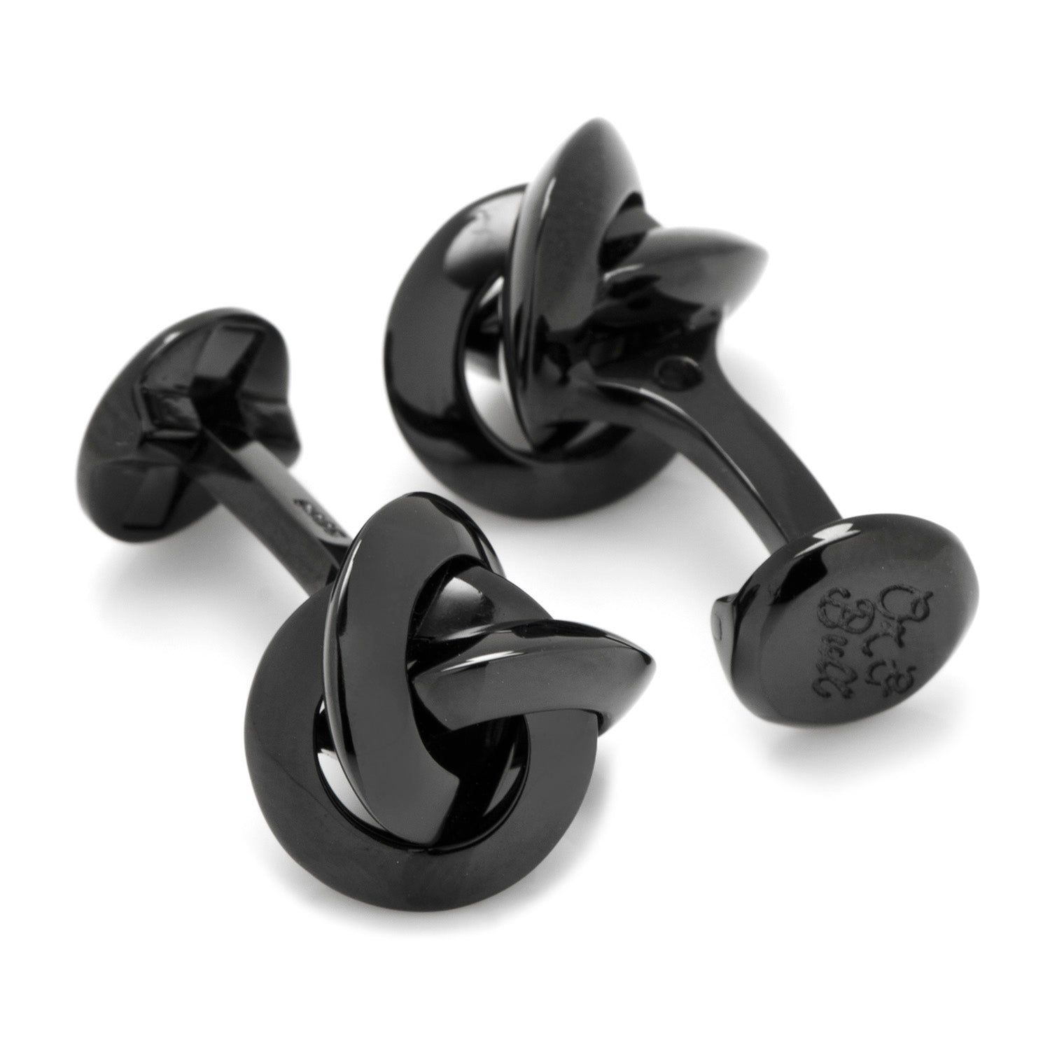 Sterling Silver Black Knot Cufflinks by Cufflinks.com